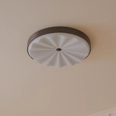 Traditional Chinese Acrylic Iron Wavy Circle LED Flush Mount Ceiling Light For Bedroom