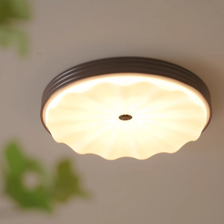 Lumière de plafond LED à montage affleurant en acrylique et fer ondulé, cercle traditionnel chinois pour chambre 
