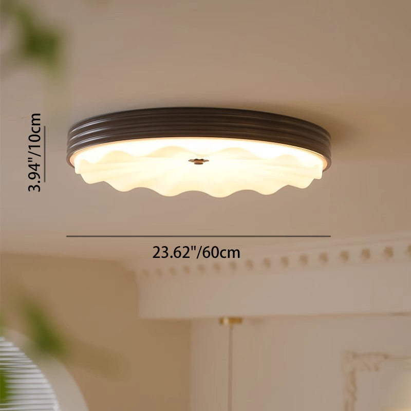 Lumière de plafond LED à montage affleurant en acrylique et fer ondulé, cercle traditionnel chinois pour chambre 