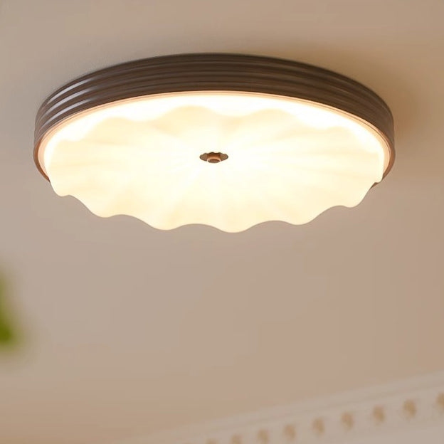 Lumière de plafond LED à montage affleurant en acrylique et fer ondulé, cercle traditionnel chinois pour chambre 