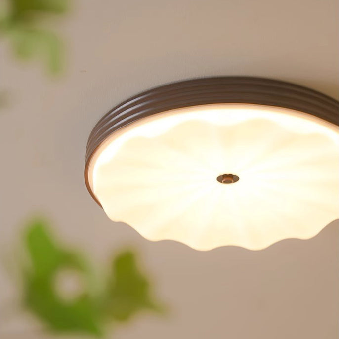 Lumière de plafond LED à montage affleurant en acrylique et fer ondulé, cercle traditionnel chinois pour chambre 