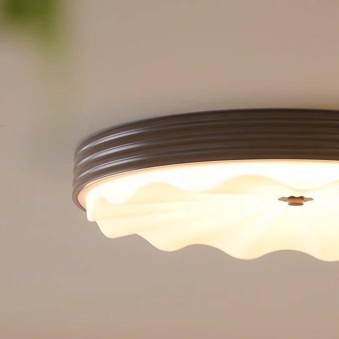 Lumière de plafond LED à montage affleurant en acrylique et fer ondulé, cercle traditionnel chinois pour chambre 