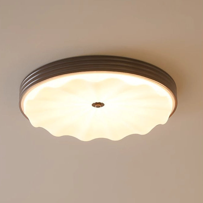 Lumière de plafond LED à montage affleurant en acrylique et fer ondulé, cercle traditionnel chinois pour chambre 