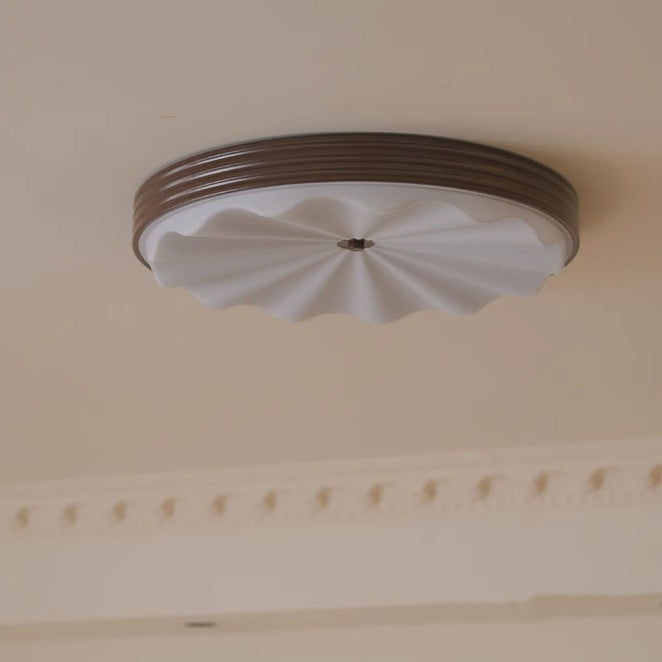 Lumière de plafond LED à montage affleurant en acrylique et fer ondulé, cercle traditionnel chinois pour chambre 