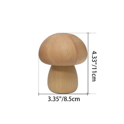 Contemporary Creative Wood Mushroom Round LED Table Lamp For Bedroom