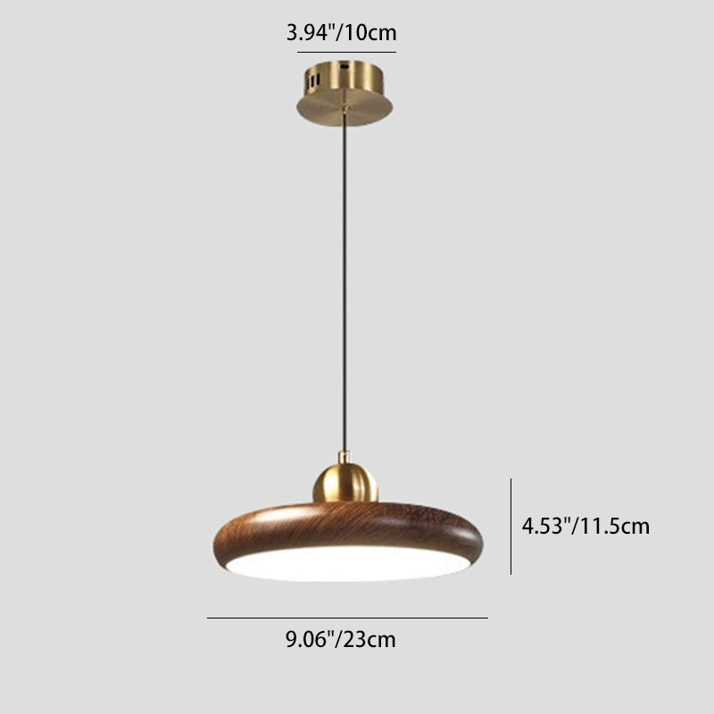 Lustre LED rond en acrylique fer chinois traditionnel en forme de disque OVNI pour salon 