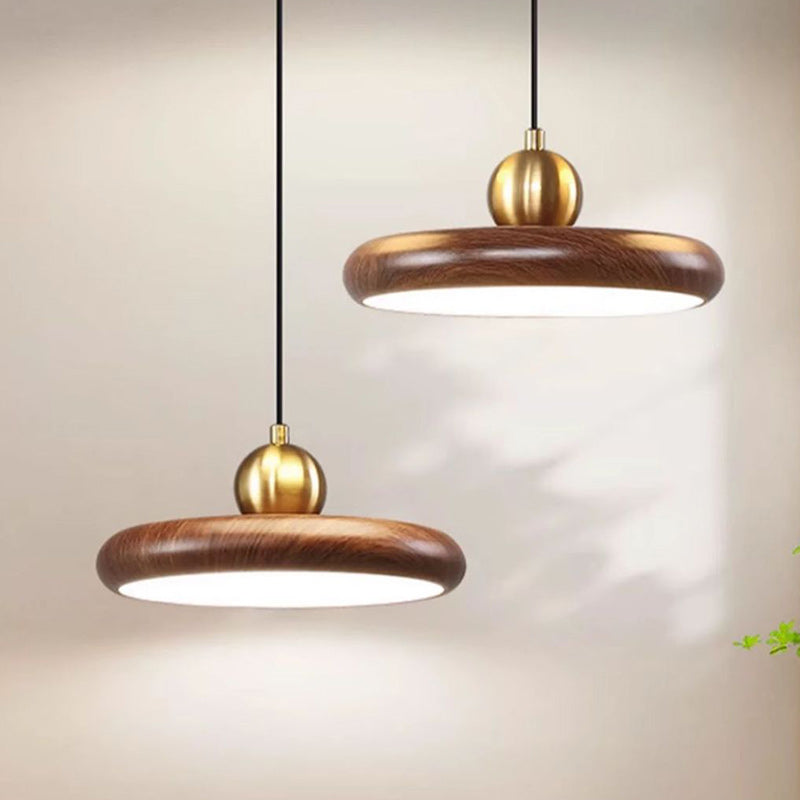 Lustre LED rond en acrylique fer chinois traditionnel en forme de disque OVNI pour salon 