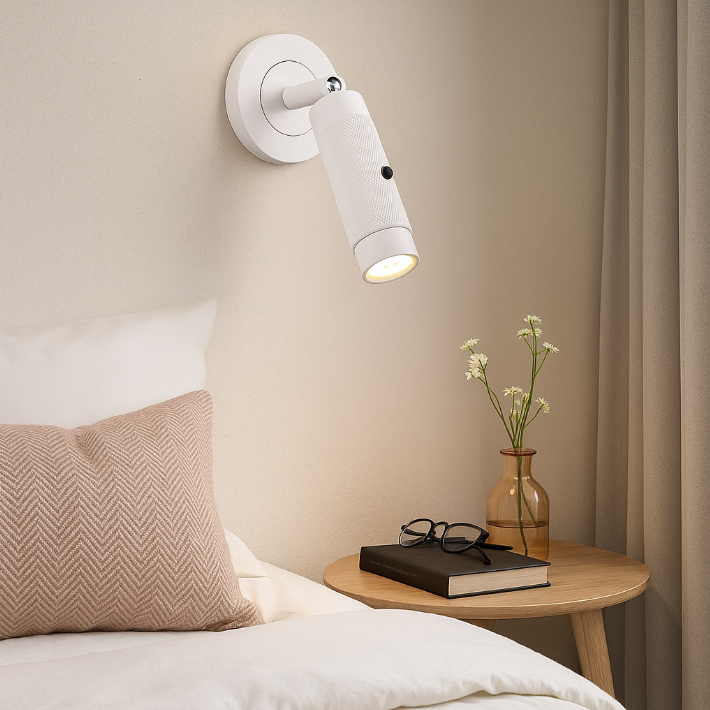 Contemporary Scandinavian Aluminum Cylinder Round LED Wall Sconce Lamp For Living Room