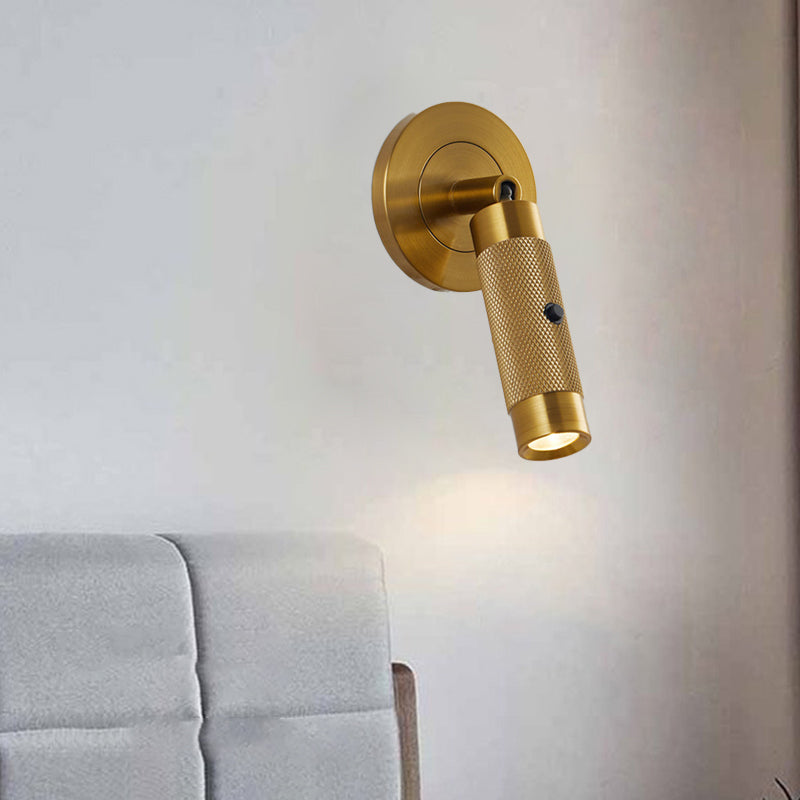 Contemporary Scandinavian Aluminum Cylinder Round LED Wall Sconce Lamp For Living Room
