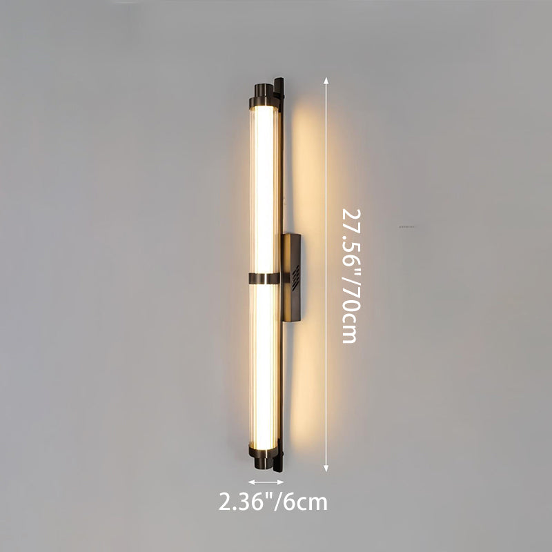 Zeitgenössische skandinavische Eisen-Glas-Rechteck-Zylinder-LED-Wandleuchte für das Wohnzimmer 