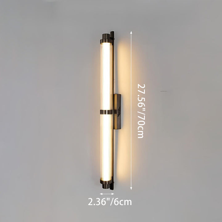 Zeitgenössische skandinavische Eisen-Glas-Rechteck-Zylinder-LED-Wandleuchte für das Wohnzimmer 