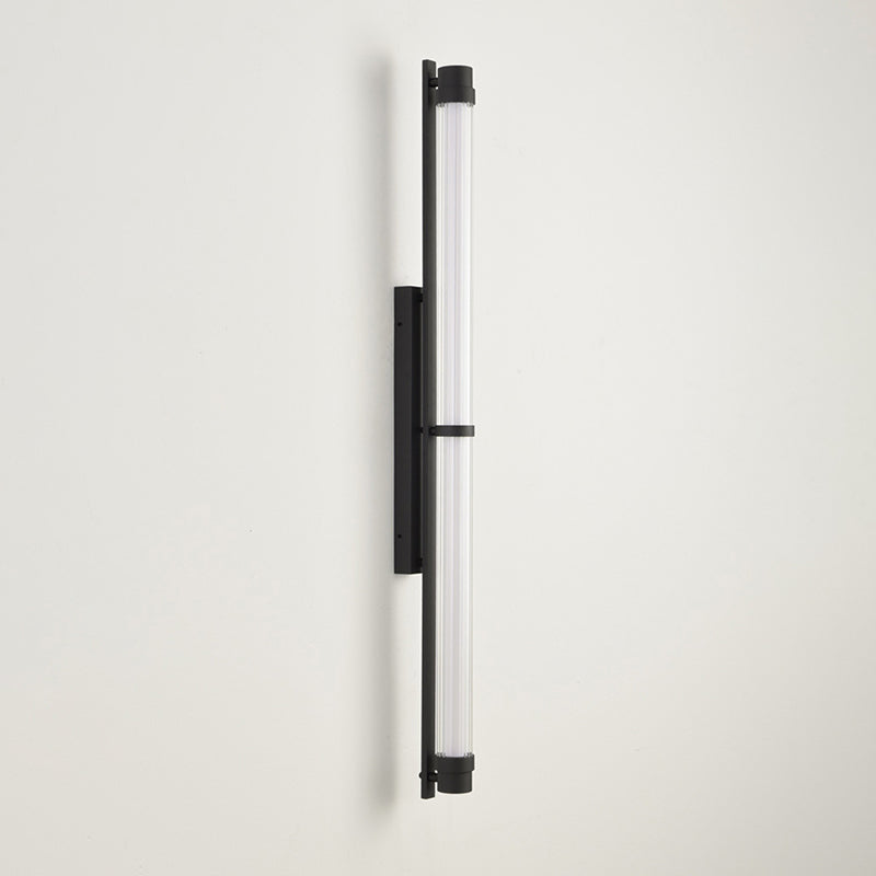 Zeitgenössische skandinavische Eisen-Glas-Rechteck-Zylinder-LED-Wandleuchte für das Wohnzimmer 