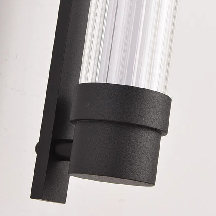 Zeitgenössische skandinavische Eisen-Glas-Rechteck-Zylinder-LED-Wandleuchte für das Wohnzimmer 