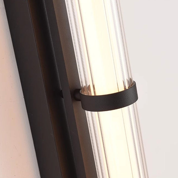 Zeitgenössische skandinavische Eisen-Glas-Rechteck-Zylinder-LED-Wandleuchte für das Wohnzimmer 