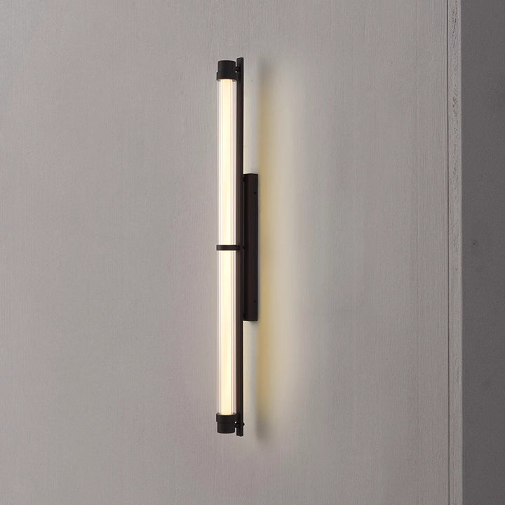 Zeitgenössische skandinavische Eisen-Glas-Rechteck-Zylinder-LED-Wandleuchte für das Wohnzimmer 