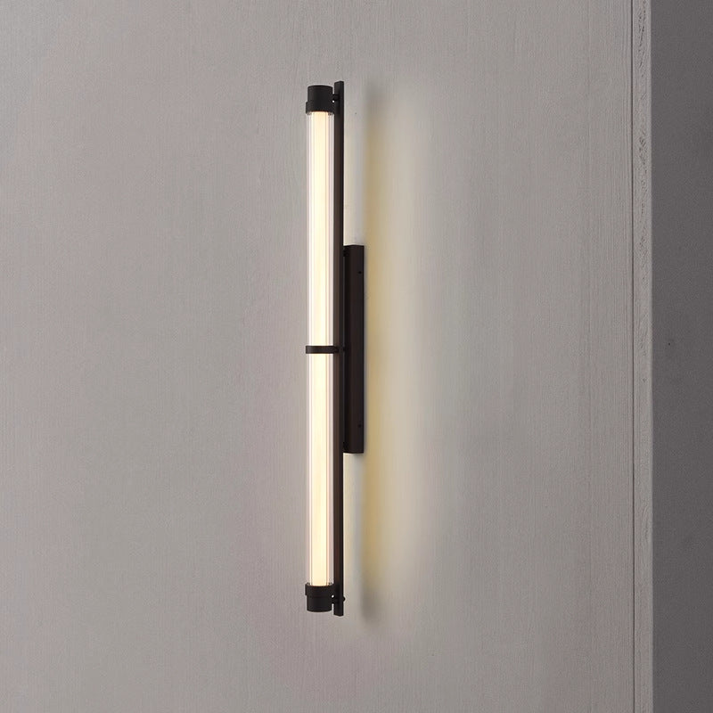 Contemporary Scandinavian Iron Glass Rectangle Cylinder LED Wall Sconce Lamp For Living Room