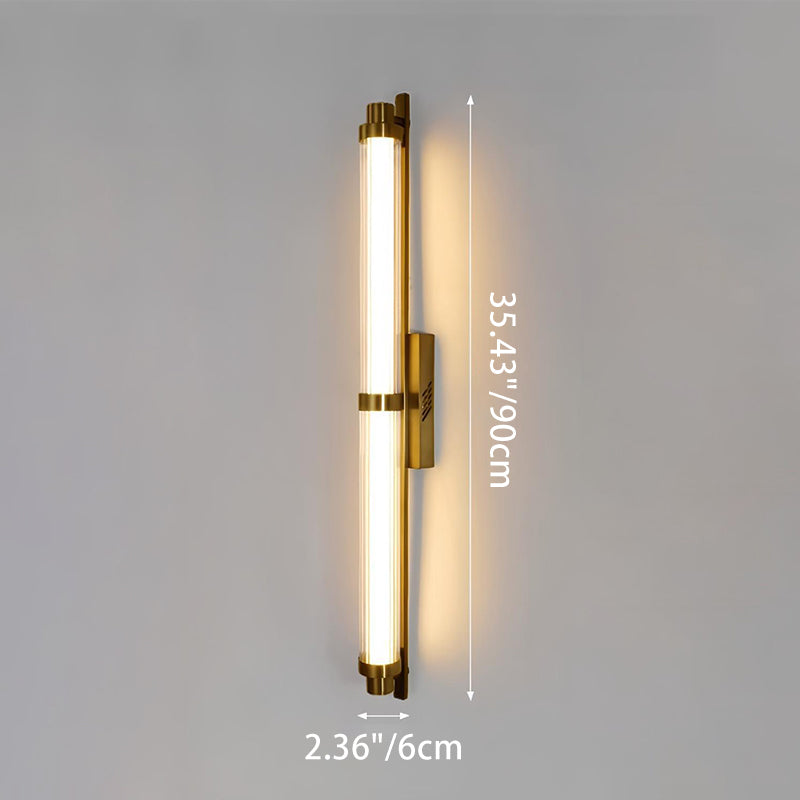 Contemporary Scandinavian Iron Glass Rectangle Cylinder LED Wall Sconce Lamp For Living Room