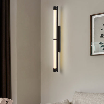 Contemporary Scandinavian Iron Glass Rectangle Cylinder LED Wall Sconce Lamp For Living Room
