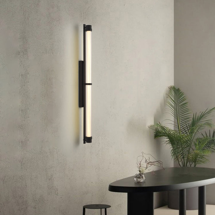 Zeitgenössische skandinavische Eisen-Glas-Rechteck-Zylinder-LED-Wandleuchte für das Wohnzimmer 