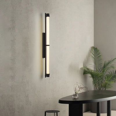 Contemporary Scandinavian Iron Glass Rectangle Cylinder LED Wall Sconce Lamp For Living Room