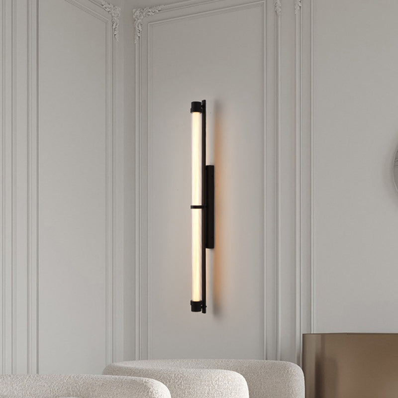 Contemporary Scandinavian Iron Glass Rectangle Cylinder LED Wall Sconce Lamp For Living Room