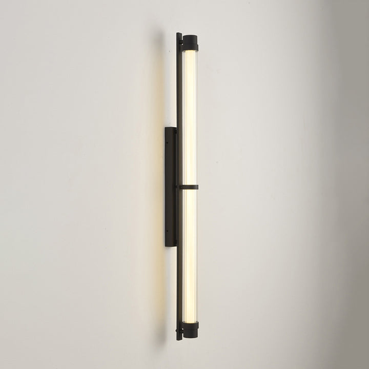 Zeitgenössische skandinavische Eisen-Glas-Rechteck-Zylinder-LED-Wandleuchte für das Wohnzimmer 
