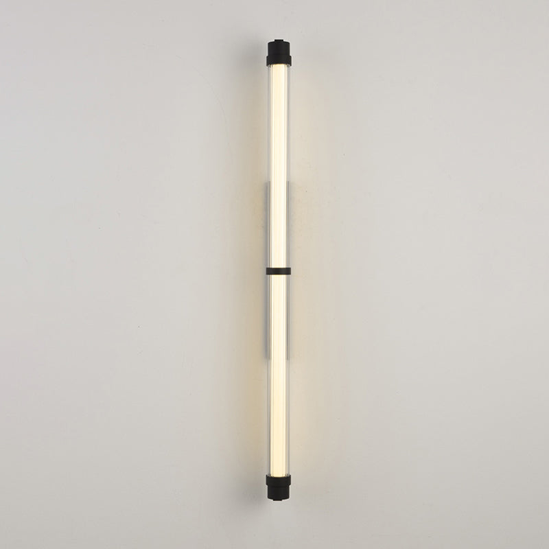 Contemporary Scandinavian Iron Glass Rectangle Cylinder LED Wall Sconce Lamp For Living Room
