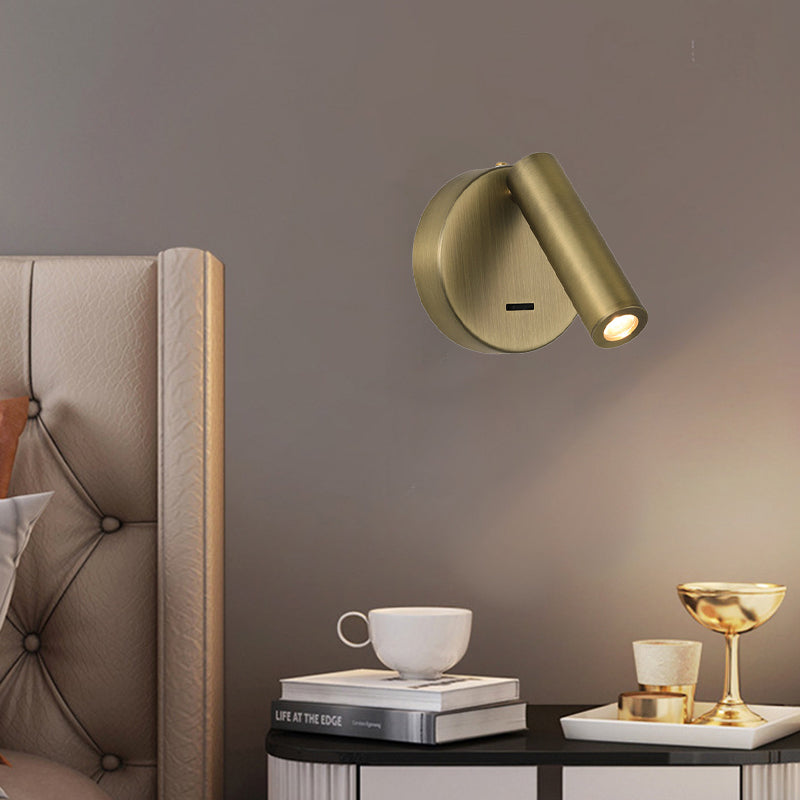 Contemporary Scandinavian Iron Aluminum Round Cylinder LED Wall Sconce Lamp For Living Room