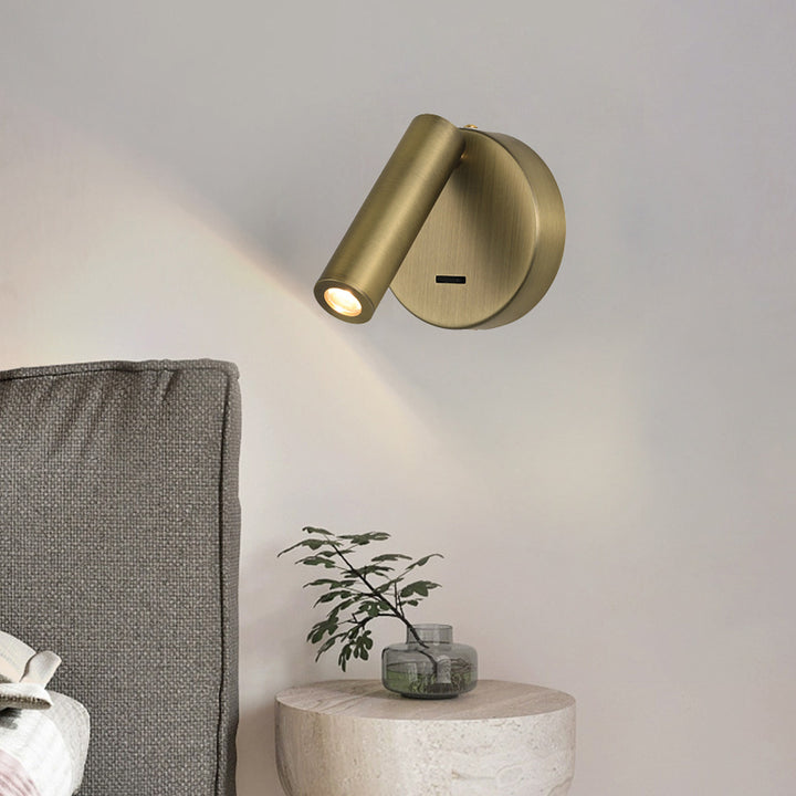 Zeitgenössische skandinavische Eisen-Aluminium-runde Zylinder-LED-Wandleuchte für das Wohnzimmer 