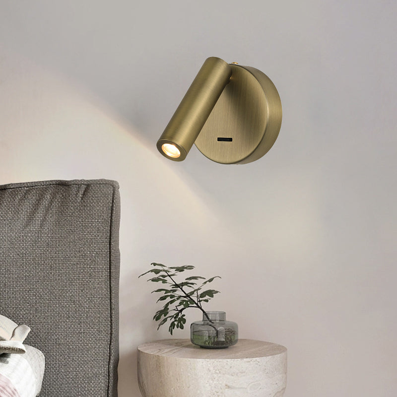 Contemporary Scandinavian Iron Aluminum Round Cylinder LED Wall Sconce Lamp For Living Room
