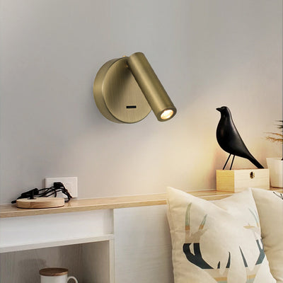 Contemporary Scandinavian Iron Aluminum Round Cylinder LED Wall Sconce Lamp For Living Room
