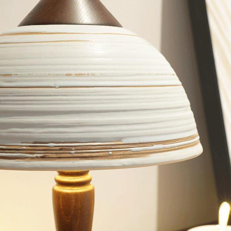 Traditional Japanese Ceramic Solid Wood Round Cylinder 1-Light Table Lamp For Bedroom
