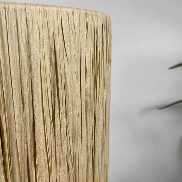 Lampe de table ronde à 1 lumière en bois massif et fer avec abat-jour tissé en herbe chinoise traditionnelle pour chambre à coucher 
