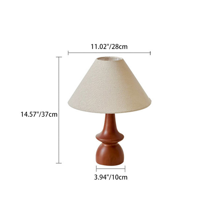 Traditional Vintage Linen Solid Wood Cone Umbrella 1-Light Table Lamp For Bedroom