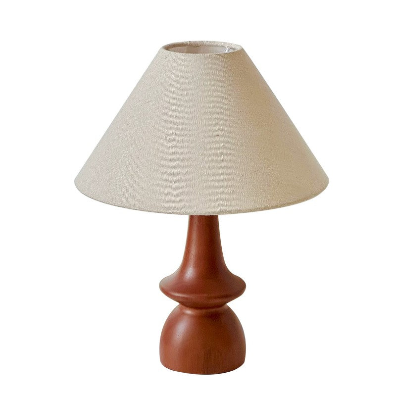 Traditional Vintage Linen Solid Wood Cone Umbrella 1-Light Table Lamp For Bedroom