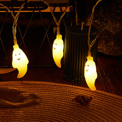 Modern Art Deco Battery USB Copper Wire PC Ghost Shape Halloween Decoration LED String Light For Outdoor