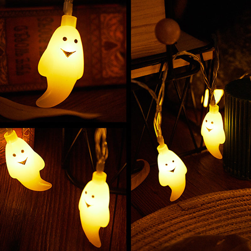 Modern Art Deco Battery USB Copper Wire PC Ghost Shape Halloween Decoration LED String Light For Outdoor