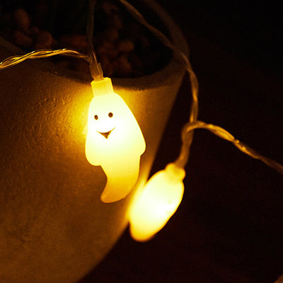 Modern Art Deco Battery USB Copper Wire PC Ghost Shape Halloween Decoration LED String Light For Outdoor
