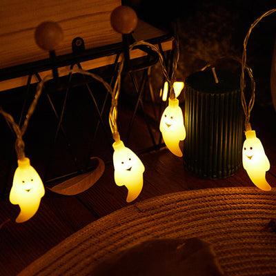 Modern Art Deco Battery USB Copper Wire PC Ghost Shape Halloween Decoration LED String Light For Outdoor