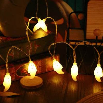Modern Art Deco Battery USB Copper Wire PC Ghost Shape Halloween Decoration LED String Light For Outdoor