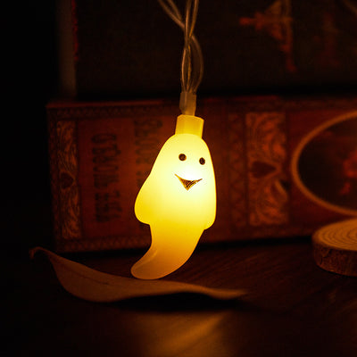 Modern Art Deco Battery USB Copper Wire PC Ghost Shape Halloween Decoration LED String Light For Outdoor