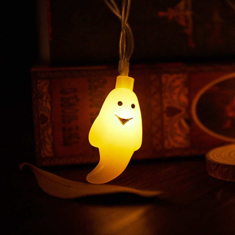 Modern Art Deco Battery USB Copper Wire PC Ghost Shape Halloween Decoration LED String Light For Outdoor