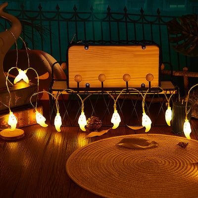 Modern Art Deco Battery USB Copper Wire PC Ghost Shape Halloween Decoration LED String Light For Outdoor