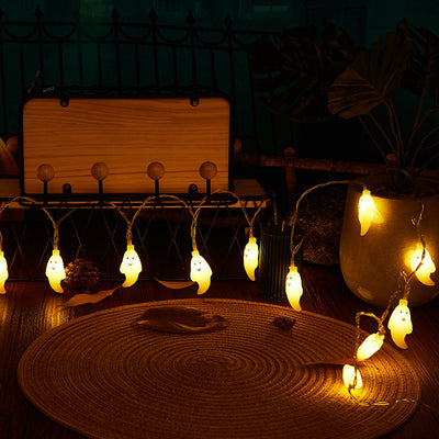 Modern Art Deco Battery USB Copper Wire PC Ghost Shape Halloween Decoration LED String Light For Outdoor