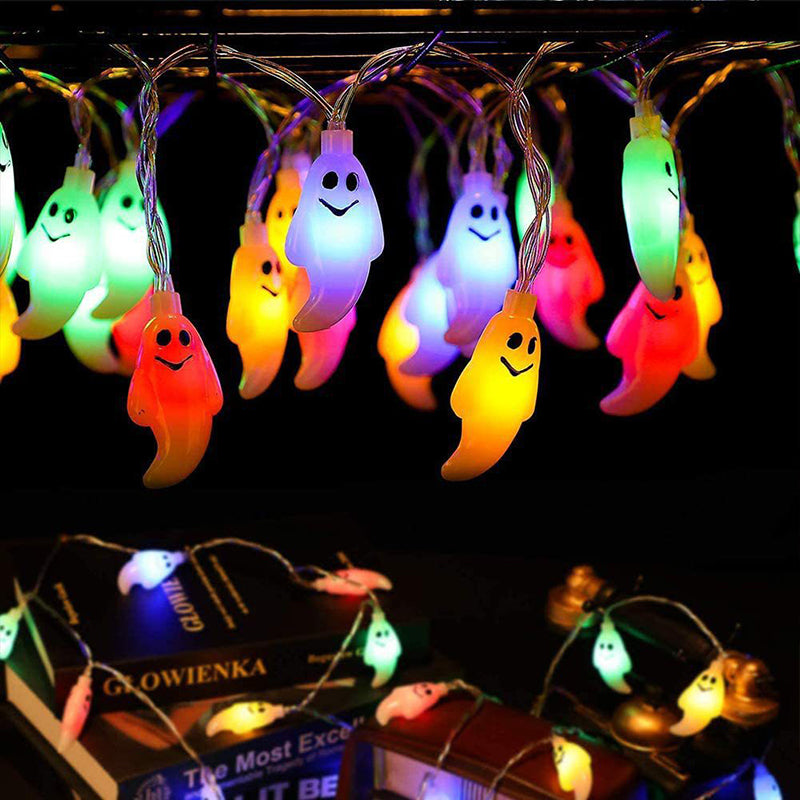 Modern Art Deco Battery USB Copper Wire PC Ghost Shape Halloween Decoration LED String Light For Outdoor