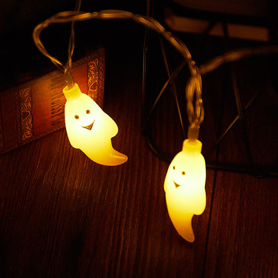 Modern Art Deco Battery USB Copper Wire PC Ghost Shape Halloween Decoration LED String Light For Outdoor