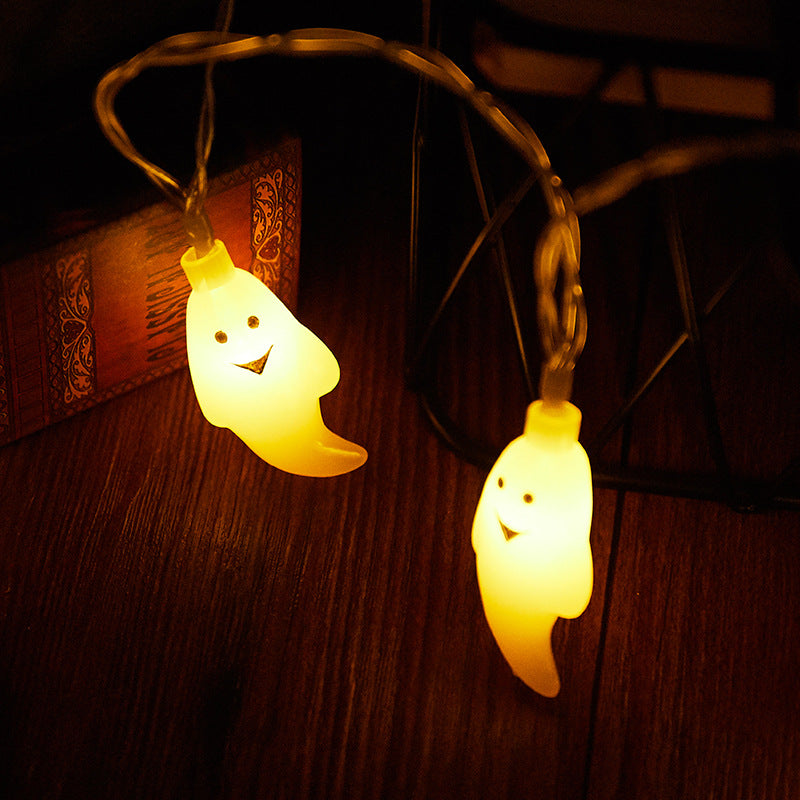 Modern Art Deco Battery USB Copper Wire PC Ghost Shape Halloween Decoration LED String Light For Outdoor