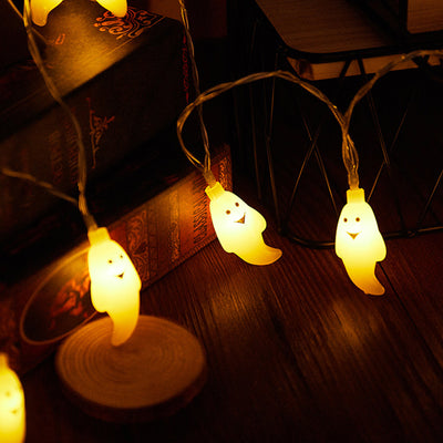 Modern Art Deco Battery USB Copper Wire PC Ghost Shape Halloween Decoration LED String Light For Outdoor