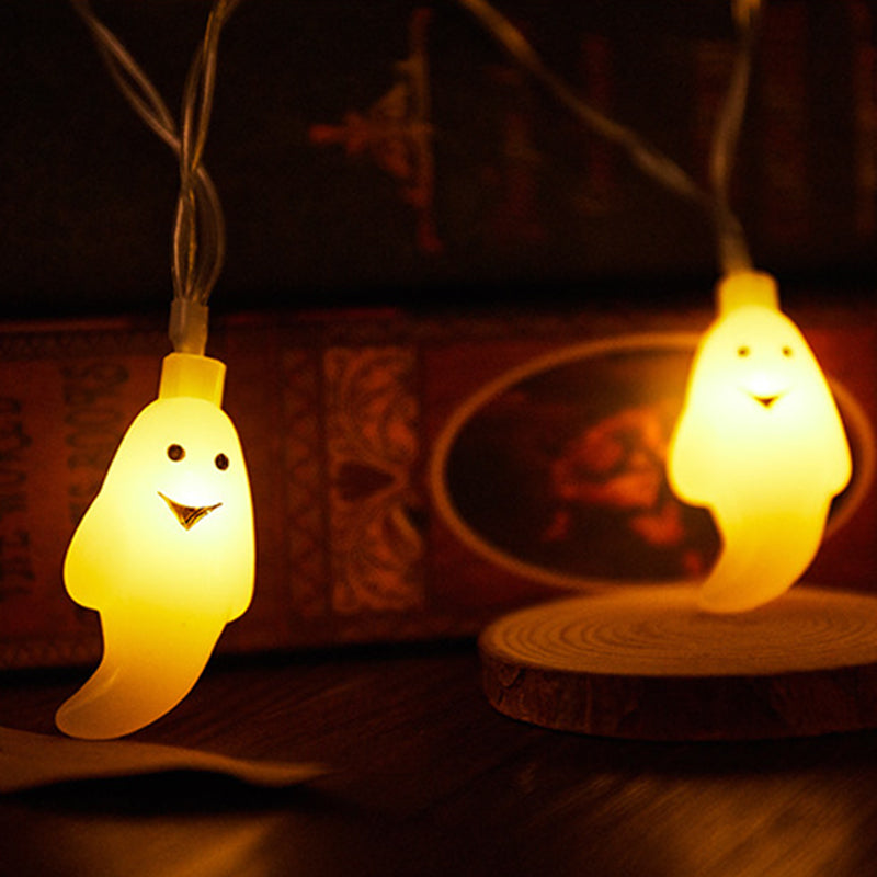 Modern Art Deco Battery USB Copper Wire PC Ghost Shape Halloween Decoration LED String Light For Outdoor
