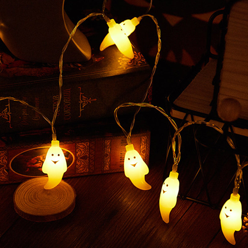 Modern Art Deco Battery USB Copper Wire PC Ghost Shape Halloween Decoration LED String Light For Outdoor